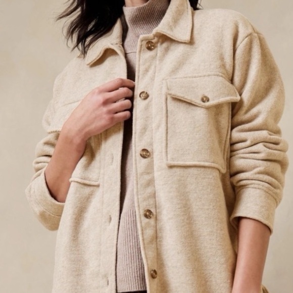 Banana Republic Jackets & Blazers - Banana Republic Tan Solid Shacket Llama Hair Tan Oversized Utility Jacket NWT Lg